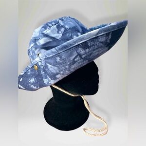 NWOT Summer Unisex Blue Camouflage Outdoor Fishing Boonie Hat Wide Brim OS